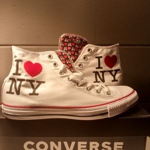New! Men's SZ 10.5 "I ❤️ NY" Converse White Hi Top